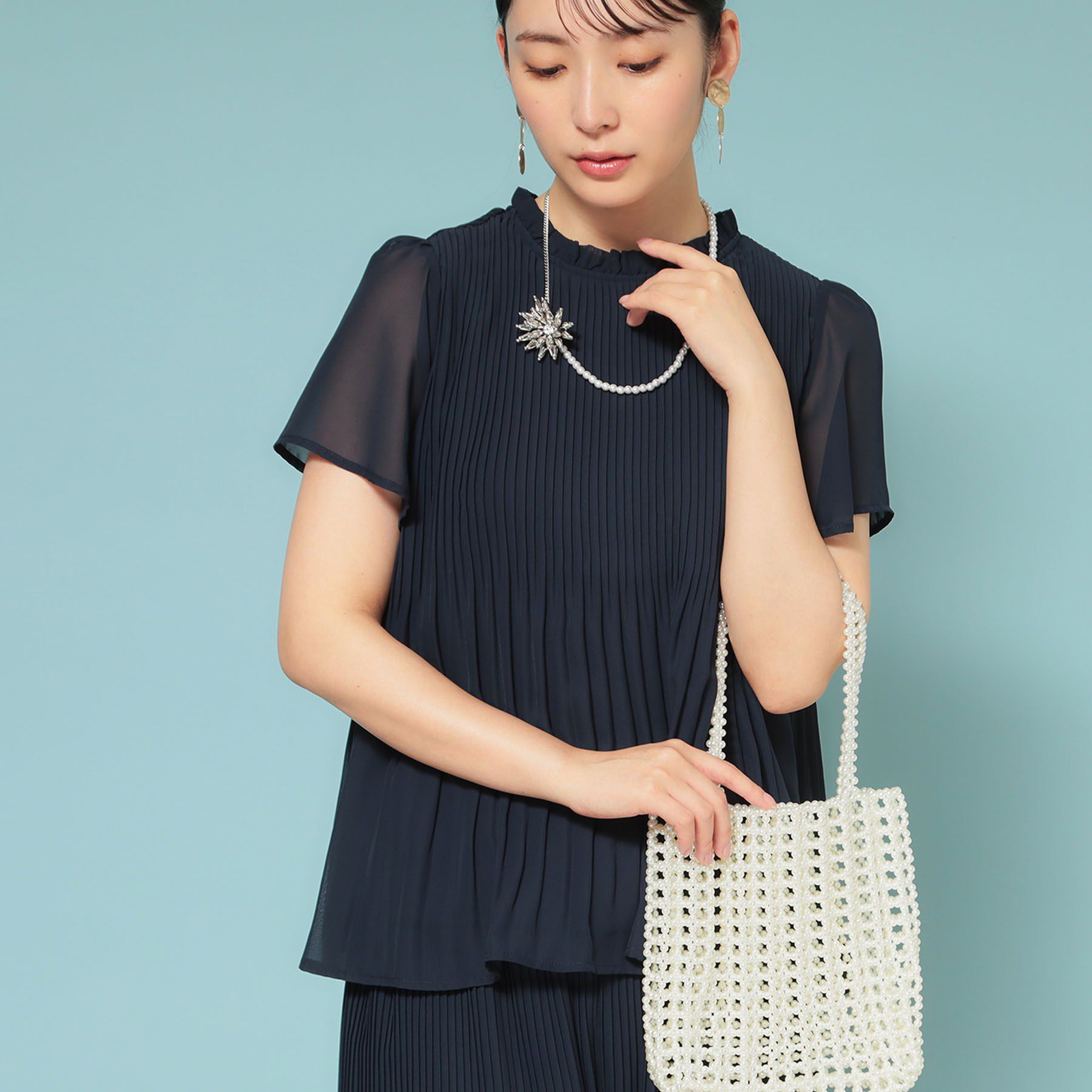 SunaUna「【新作／プリーツ／フレアスリーブ】Aラインブラウス」|シャツ・ブラウス|
