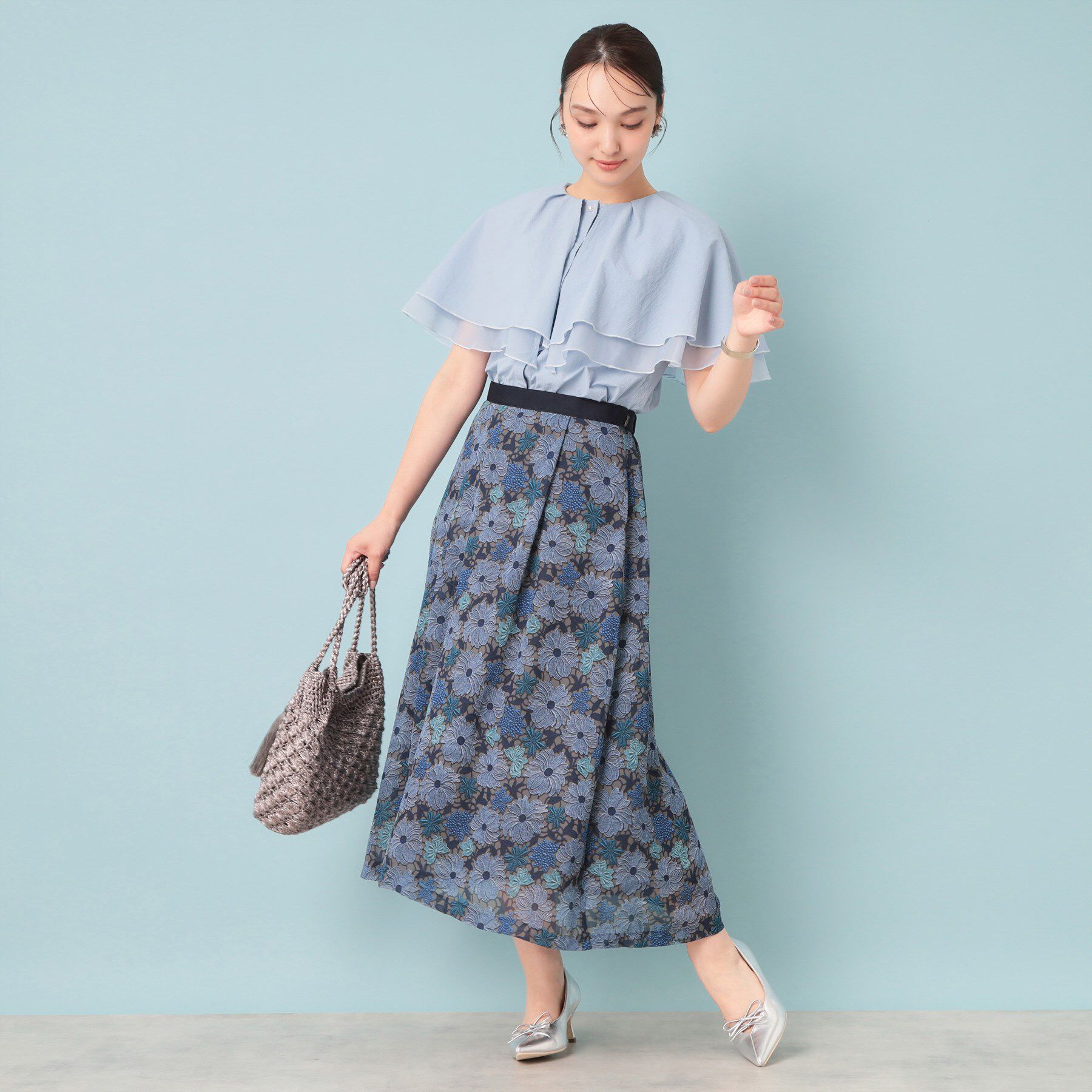 SunaUna「【&yours project／S～L】レース柄フレアスカート」|スカート|