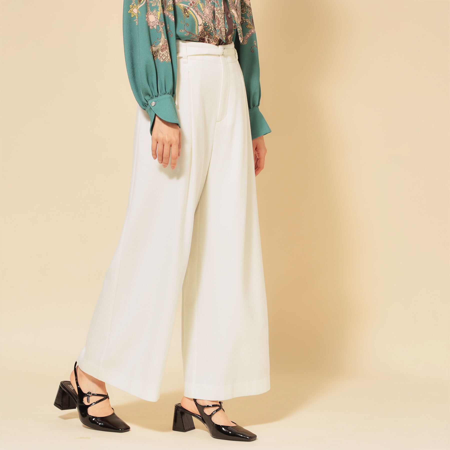 SunaUna「【COLLECTION LINE】ベルト付ガウチョパンツ」|その他|オフホワイト(003