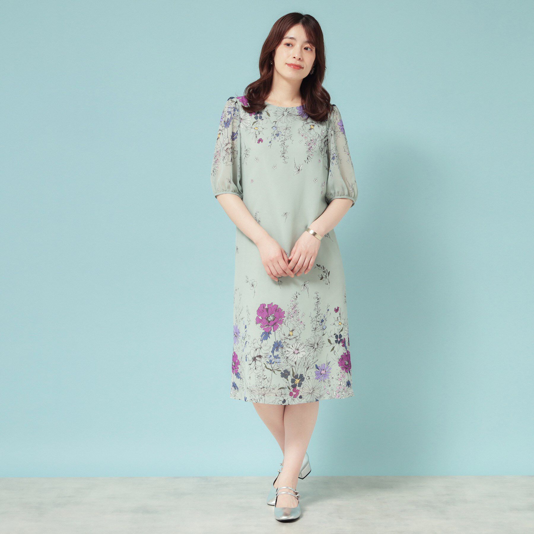 SunaUna「【コスモス／SS～Lサイズ展開】フラワーパネル柄ワンピース」|ワンピース|