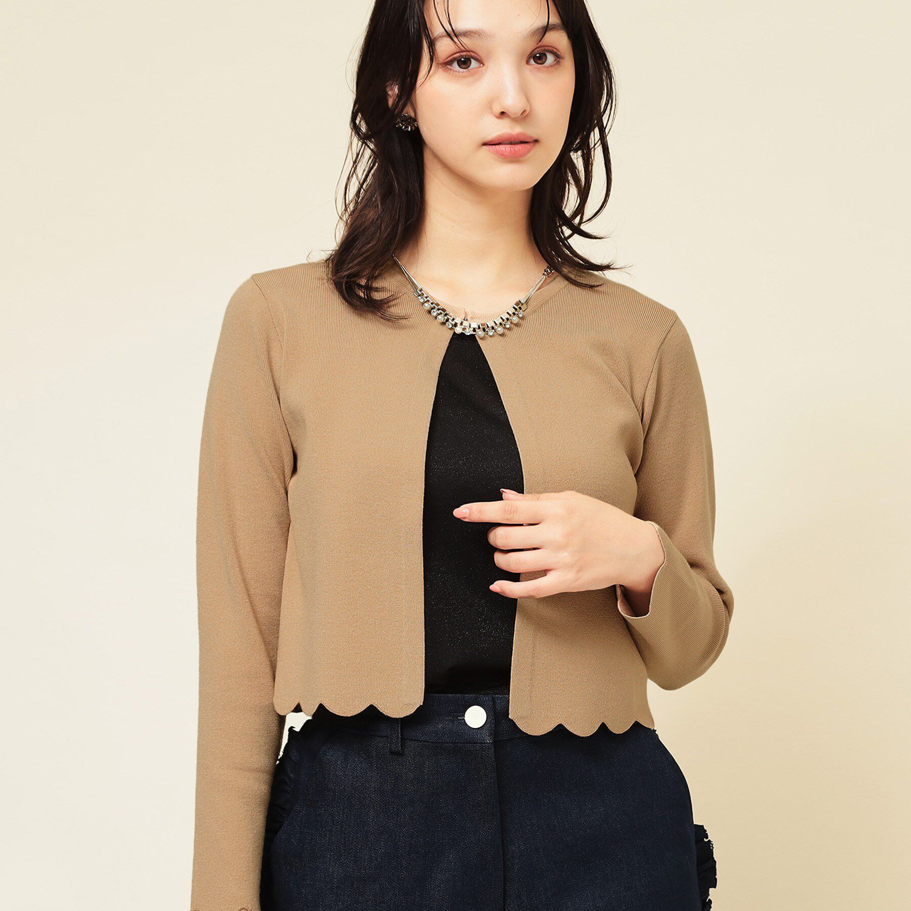 SunaUna「【4色展開／定番】スカラップボレロ」|カーディガン|