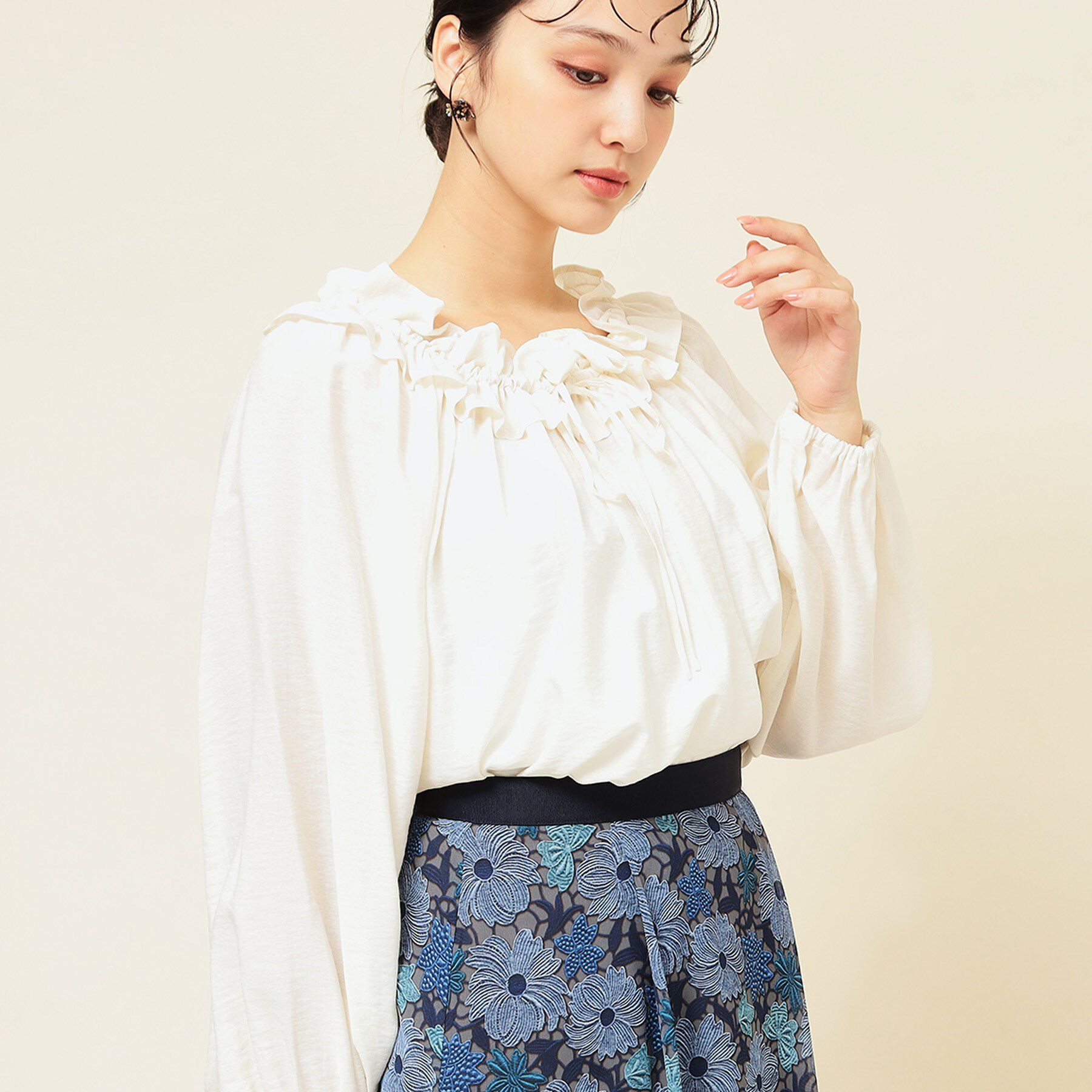 SunaUna「【衿フリル／衿調節可】リボンブラウス」|シャツ・ブラウス|