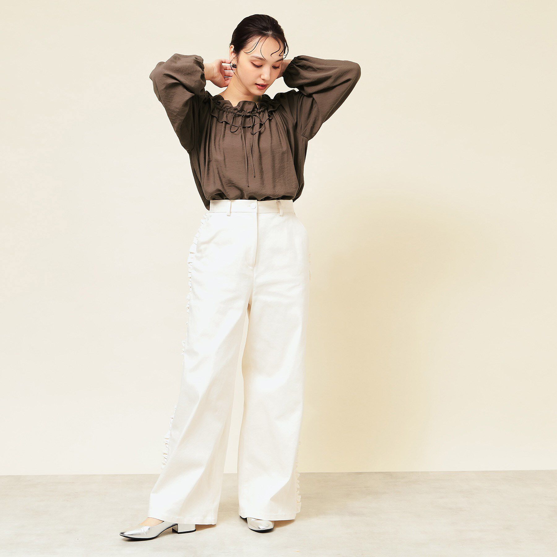 SunaUna「【衿フリル／衿調節可】リボンブラウス」|シャツ・ブラウス|