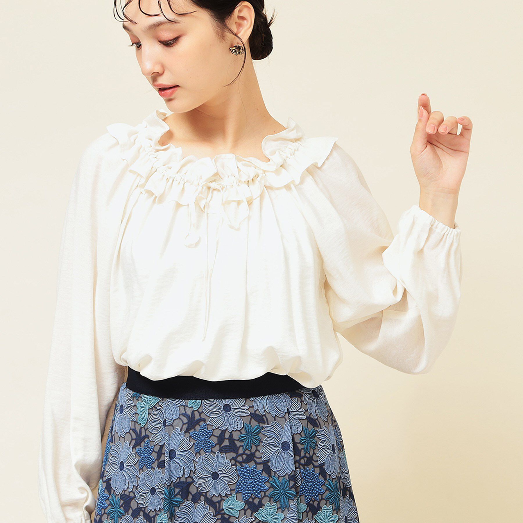 SunaUna「【衿フリル／衿調節可】リボンブラウス」|シャツ・ブラウス|