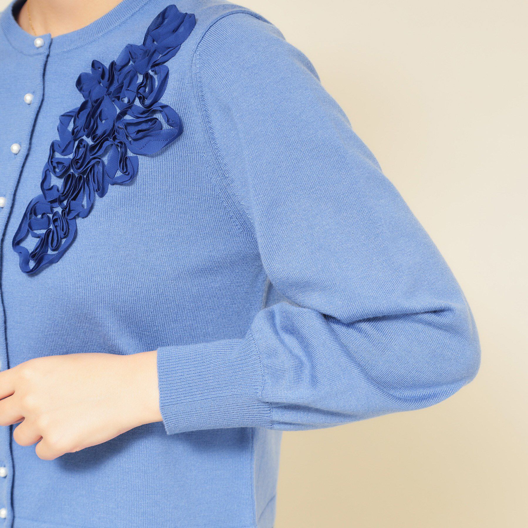 SunaUna「【SS～Lサイズ展開／チュール刺繍】クラフトニット」|カーディガン|