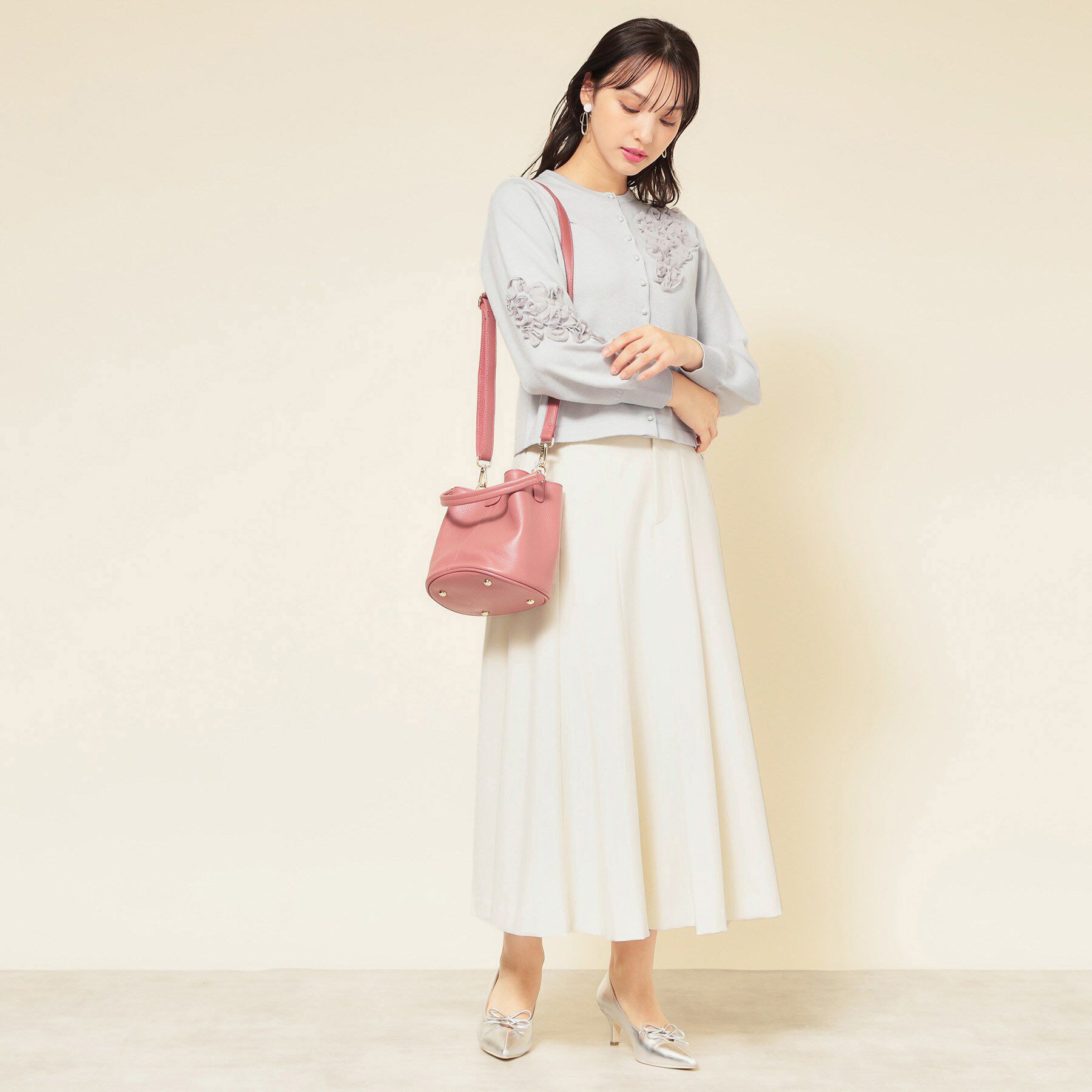 SunaUna「【SS～Lサイズ展開／チュール刺繍】クラフトニット」|カーディガン|