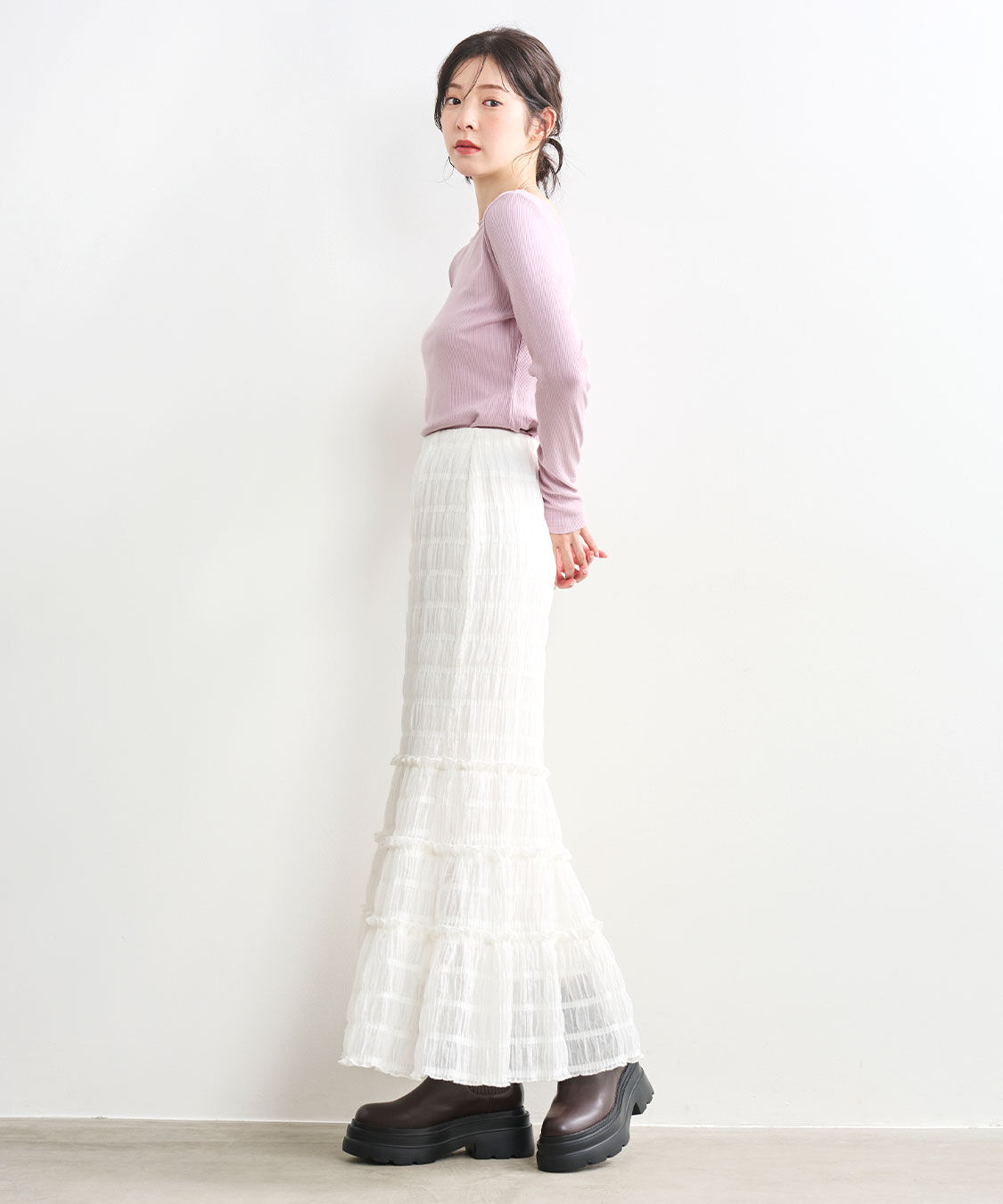 COCO DEAL「レースアップ前後2WAYリブトップス」|Tシャツ・カットソー|