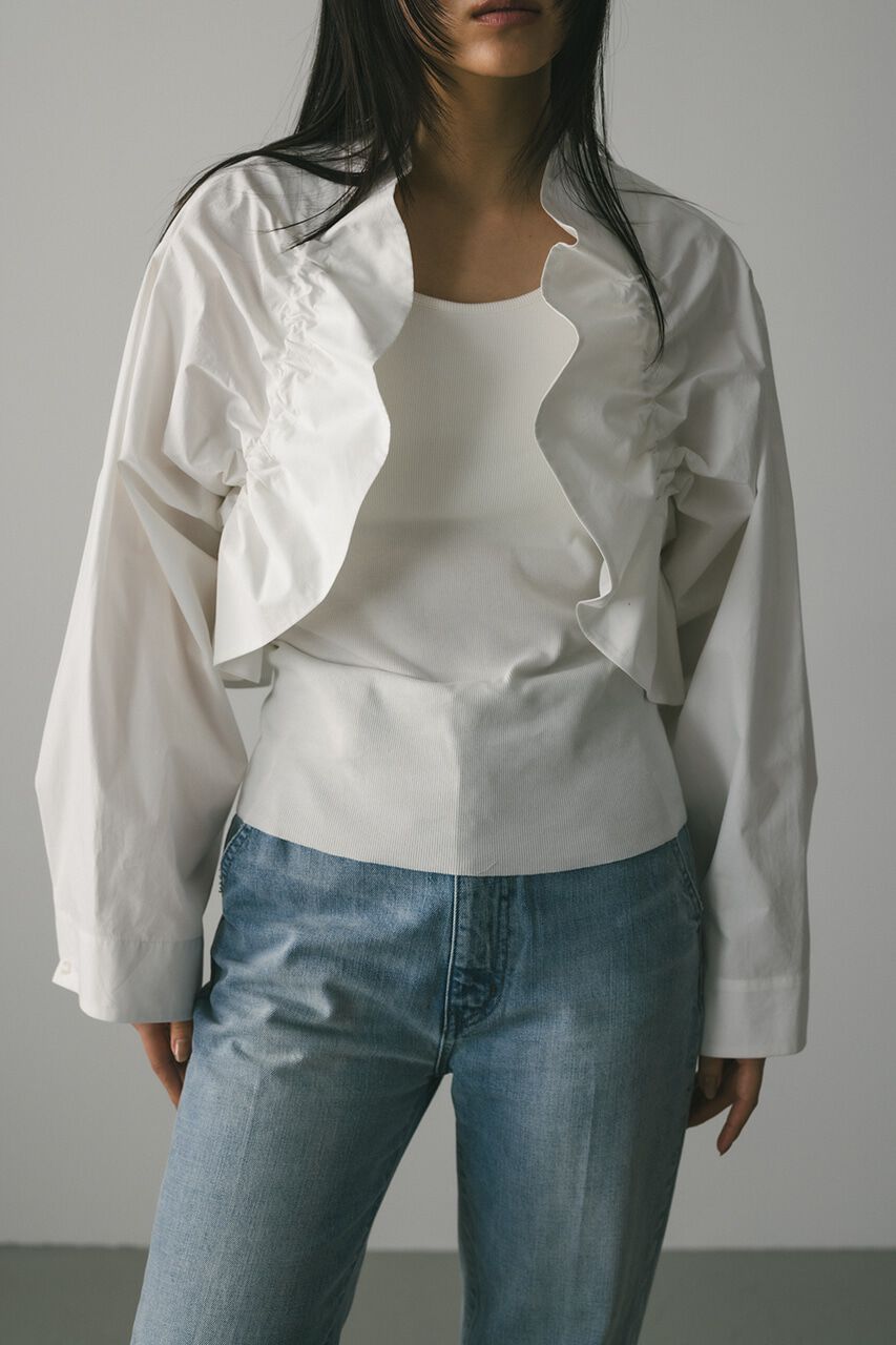 STYLEMIXER「シャーリングフリルジャケット」|ブルゾン・スタジャン|