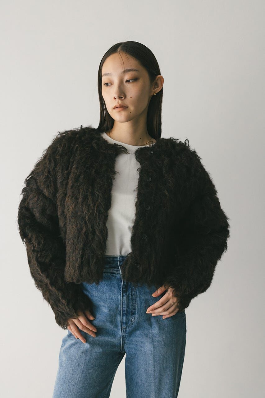 STYLEMIXER「メランジシャギーショートニットカーデ」|カーディガン|