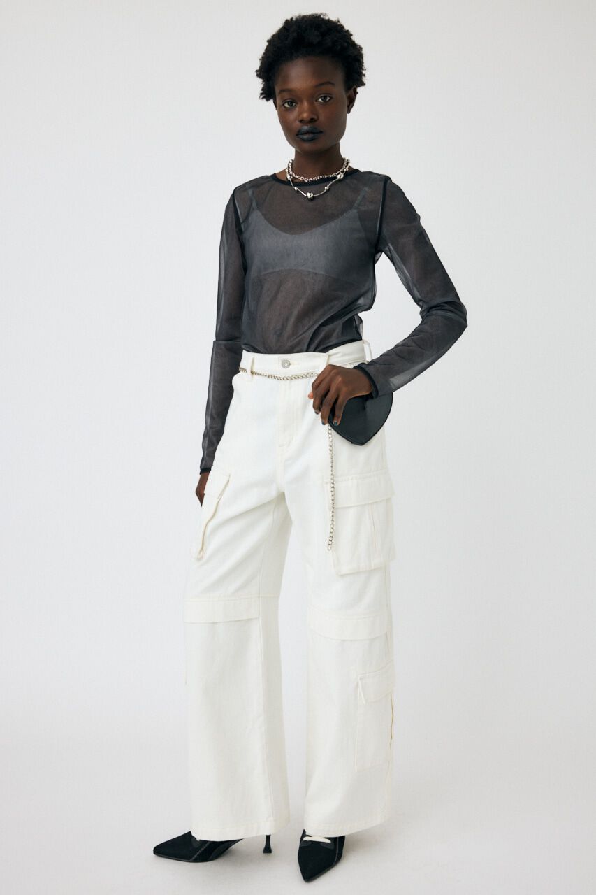 MOUSSY「LOWRISE CARGO WHT STRAIGHT」|デニム|