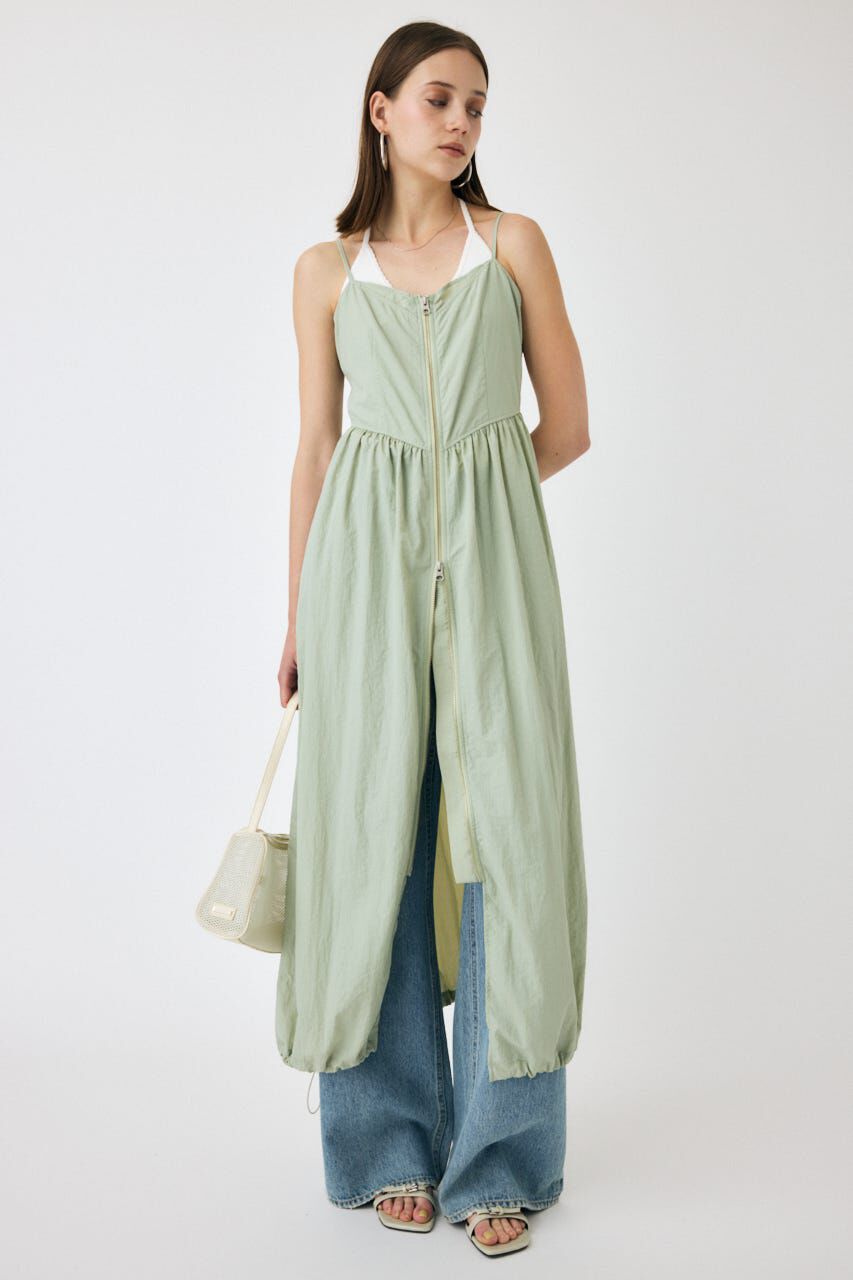 MOUSSY「FRONT ZIP NYLON キャミドレス」|ワンピース|
