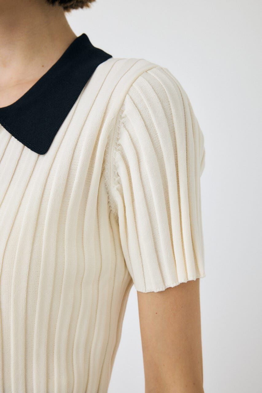 MOUSSY「ZIP UP RIB KNIT H/S シャツ」|シャツ・ブラウス|