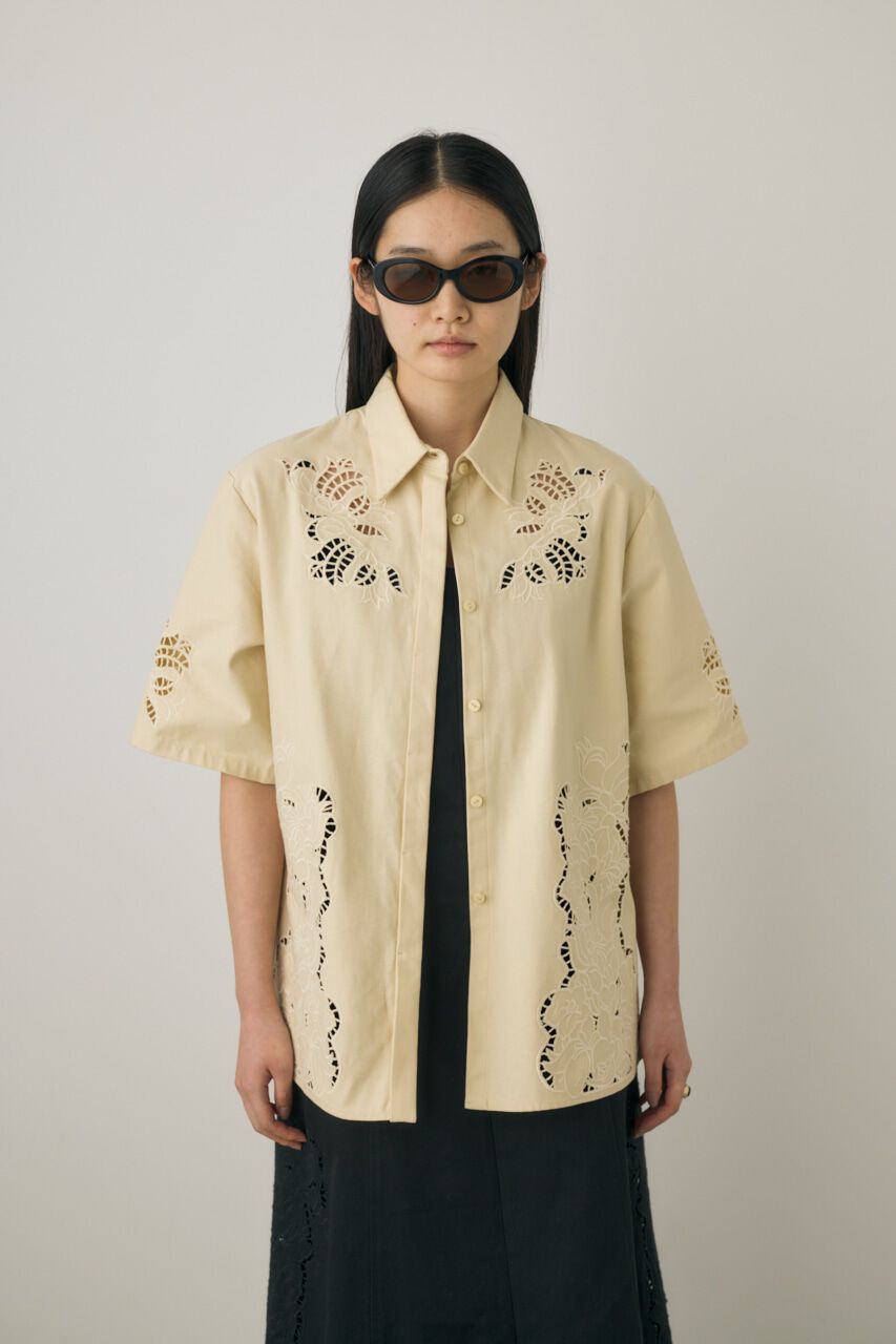 MOUSSY「カットワーク刺繍オーバーシャツ　オーガニックコットン使用」|シャツ・ブラウス|