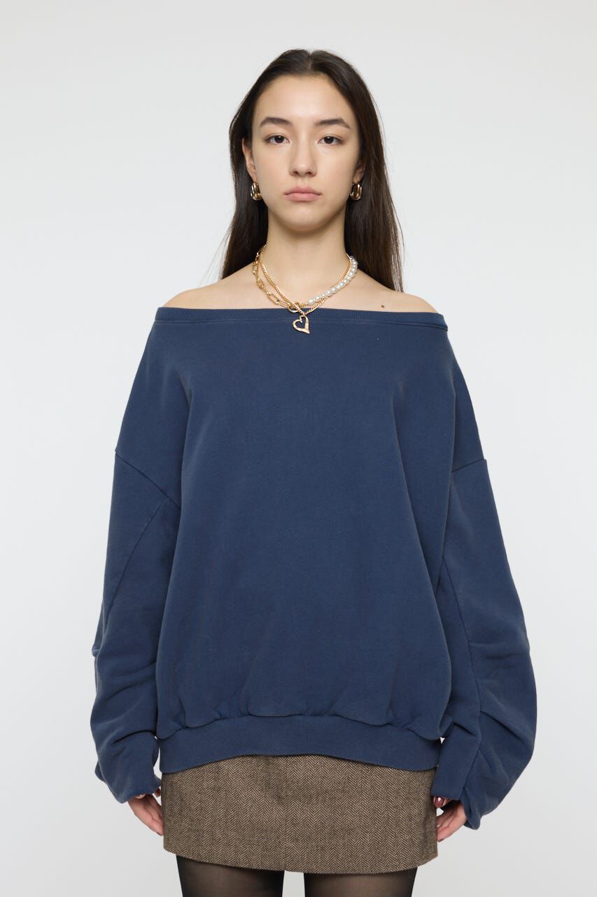 MOUSSY「WASHED OFF SHOULDER スウェット」|パーカー|