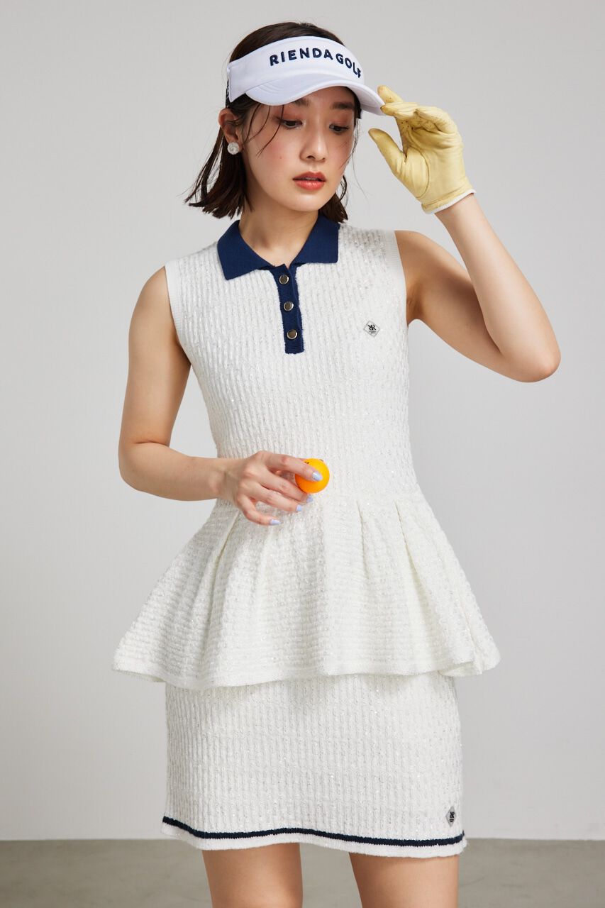 rienda「シャイニーツイードペプラムニットTOP」|ニット・セーター|