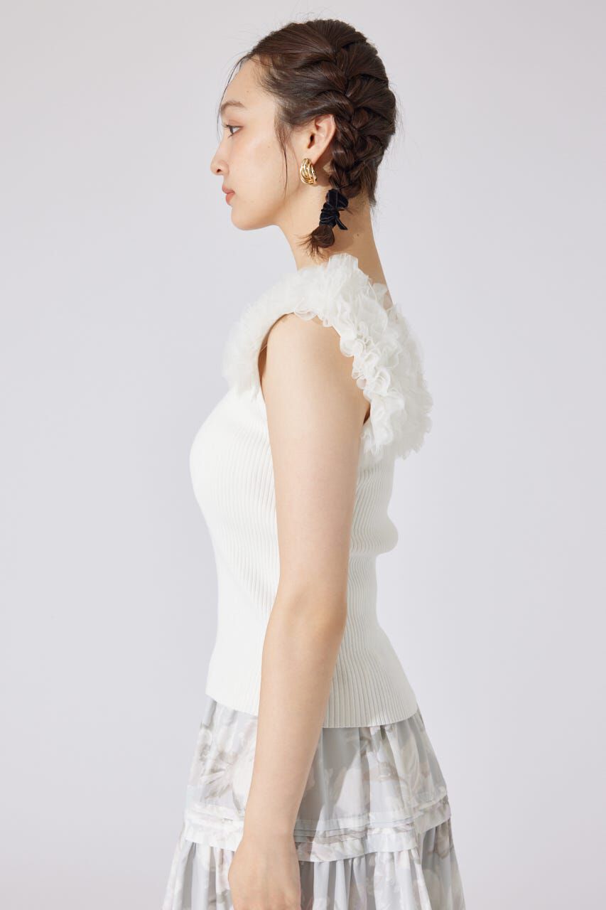 rienda「ショルダーチュールコンビニットトップス」|タンクトップ|