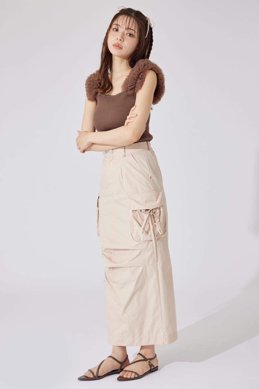 rienda「ショルダーチュールコンビニットトップス」|タンクトップ|