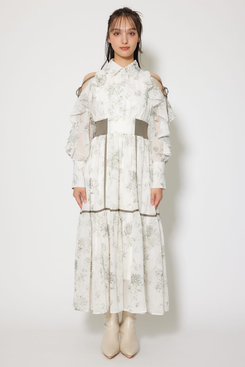 rienda「フリルスリーブニットドッキングワンピ」|ワンピース|