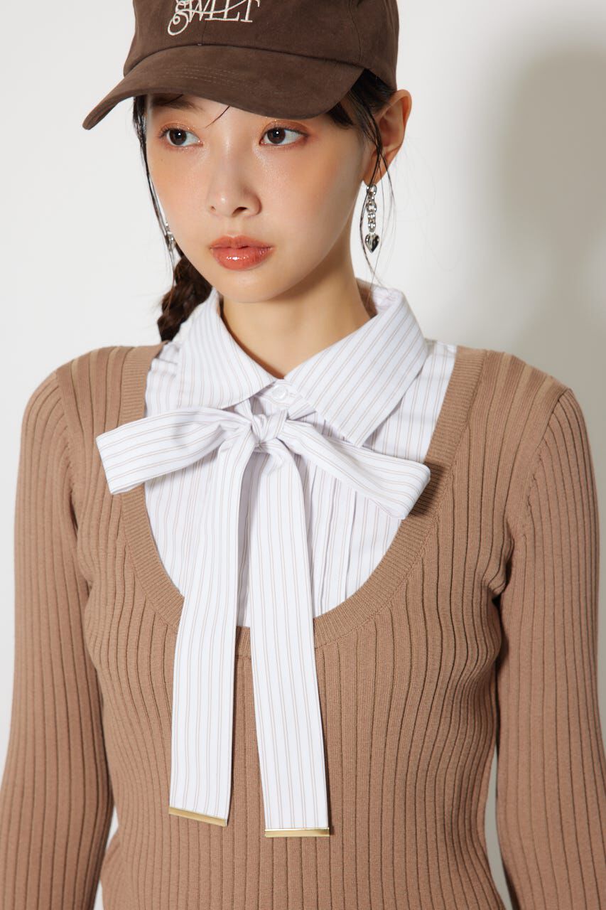 rienda「シャツドッキングロングスリーブニットトップス」|ニット・セーター|