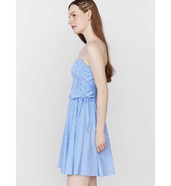 CALNAMUR「SHIRTS&times;SHIRRING MINI OP SET/シャツ&times;シャーリングミニワンピースセット」|ワンピース|