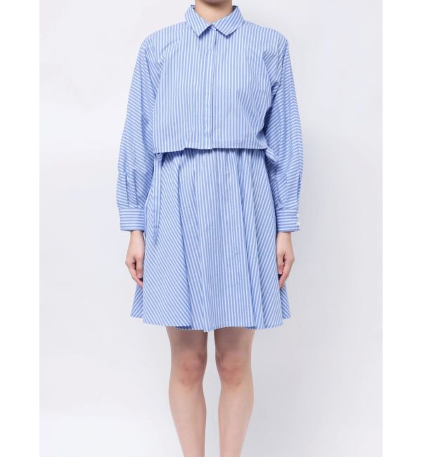 CALNAMUR「SHIRTS&times;SHIRRING MINI OP SET/シャツ&times;シャーリングミニワンピースセット」|ワンピース|