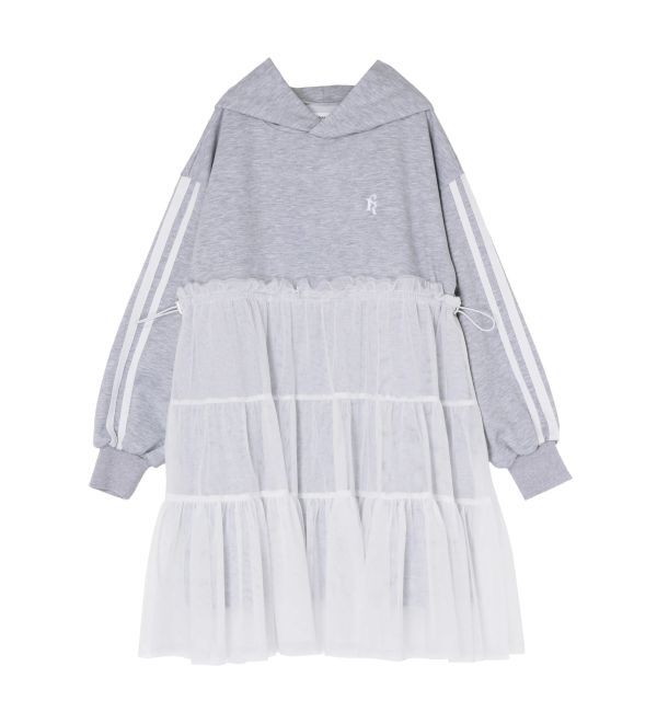 CALNAMUR「2WAYチュールオーバースウェットワンピース」|ワンピース|グレー