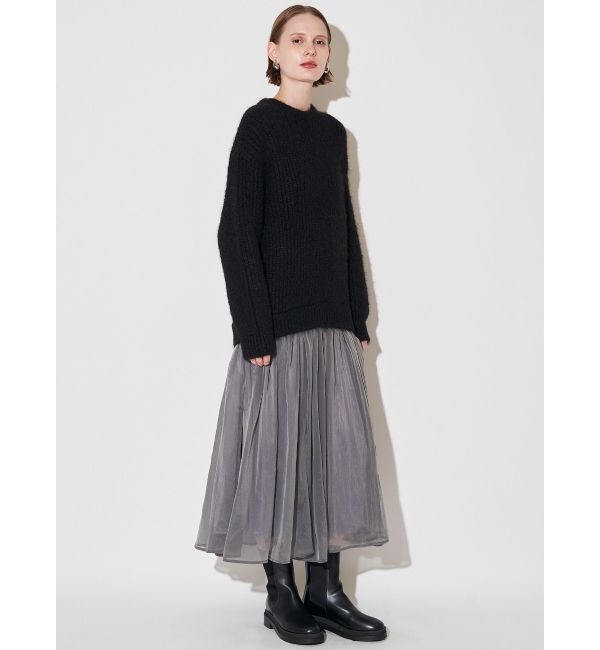 ELENDEEK「BRUSHED YARN KNIT DOCKING OP」|ワンピース|ブラック