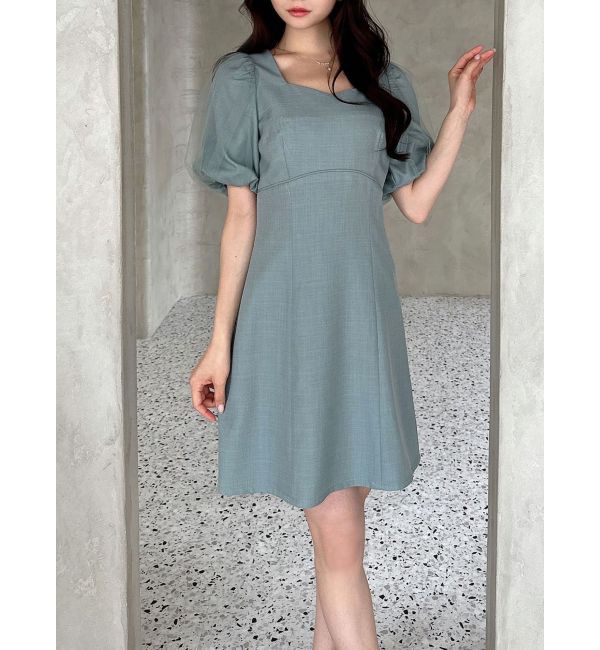 RESEXXY「パフスリーブチュールミニワンピース」|ワンピース|ブルー