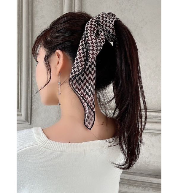 RESEXXY「ハウンドトゥースシアースカーフ」|バンダナ・スカーフ|ブラウン