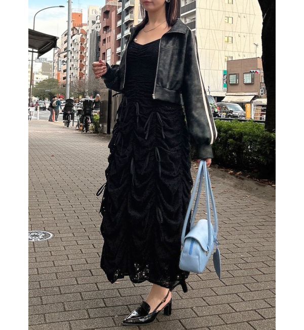 dazzlin「ギャザーリボンワンピース」|ワンピース|ブラック