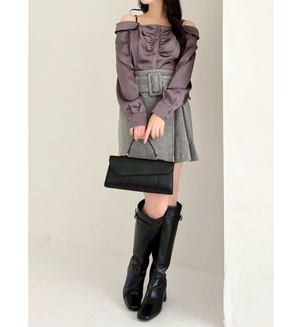 dazzlin「【久間田琳加コラボ】サテンオフショルシャツ」|シャツ・ブラウス|