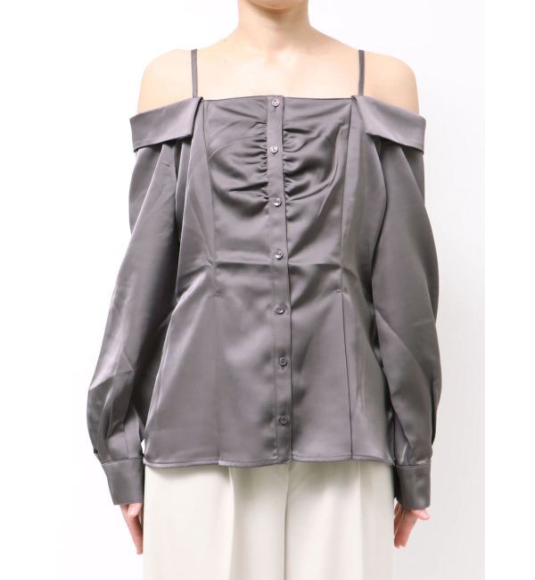 dazzlin「【久間田琳加コラボ】サテンオフショルシャツ」|シャツ・ブラウス|