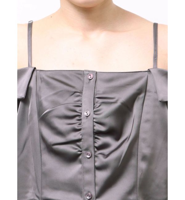 dazzlin「【久間田琳加コラボ】サテンオフショルシャツ」|シャツ・ブラウス|