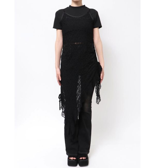 EMODA「ランダムヘムレースキャミワンピース」|ワンピース|ブラック