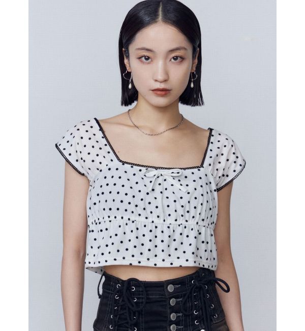 EMODA「ベロアギャザーリボンタンクトップ」|タンクトップ|ホワイト