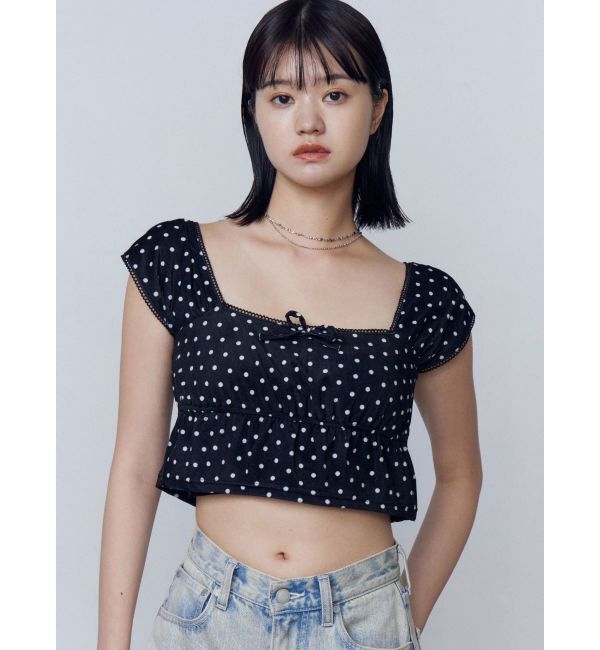 EMODA「ベロアギャザーリボンタンクトップ」|タンクトップ|ブラック