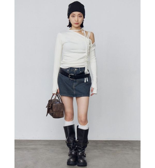 EMODA「アシンメトリーチョーカーギャザーニット」|ニット・セーター|