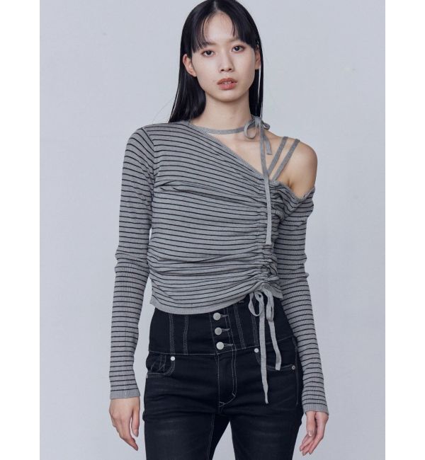 EMODA「アシンメトリーチョーカーギャザーニット」|ニット・セーター|