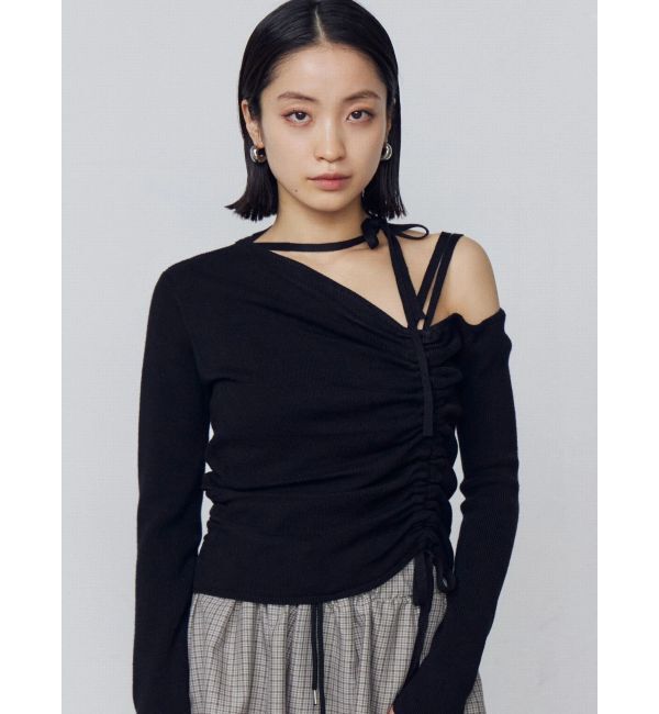 EMODA「アシンメトリーチョーカーギャザーニット」|ニット・セーター|