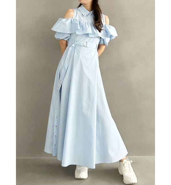 MERCURYDUO「【MARY QUANTコラボ】ラッフルシャツワンピース」|ワンピース|ブルー