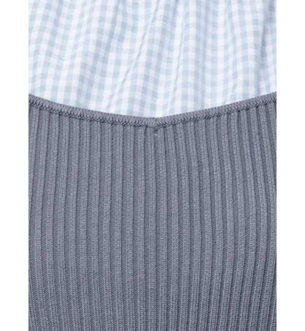 MERCURYDUO「ギンガムギャザーパフニットドッキングワンピース」|ワンピース|