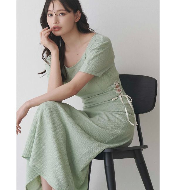 MERCURYDUO「サイドレースアップカットワンピース」|ワンピース|ミントグリーン