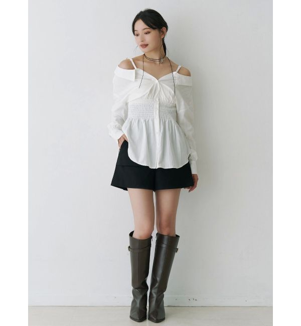 MERCURYDUO「2WAYウエストシャーリングフィットシャツ」|シャツ・ブラウス|