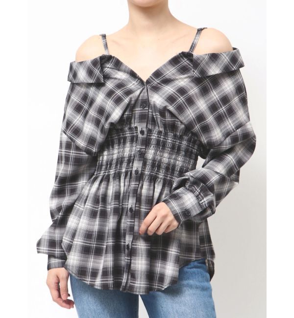 MERCURYDUO「2WAYウエストシャーリングフィットシャツ」|シャツ・ブラウス|ブラック