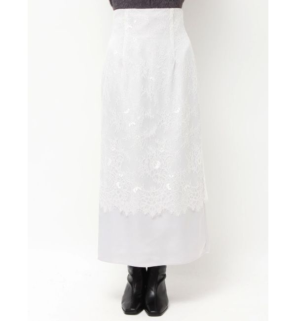 MERCURYDUO「レースレイヤードナロースカート」|スカート|