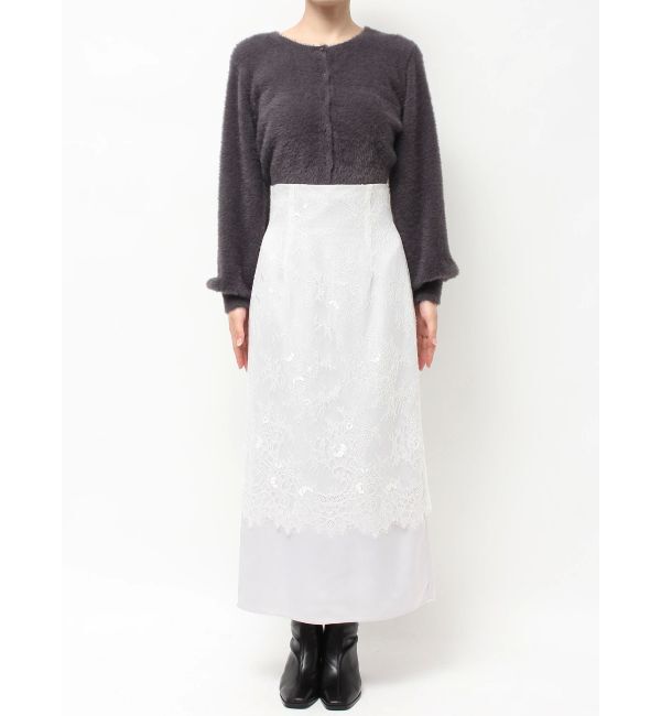 MERCURYDUO「レースレイヤードナロースカート」|スカート|
