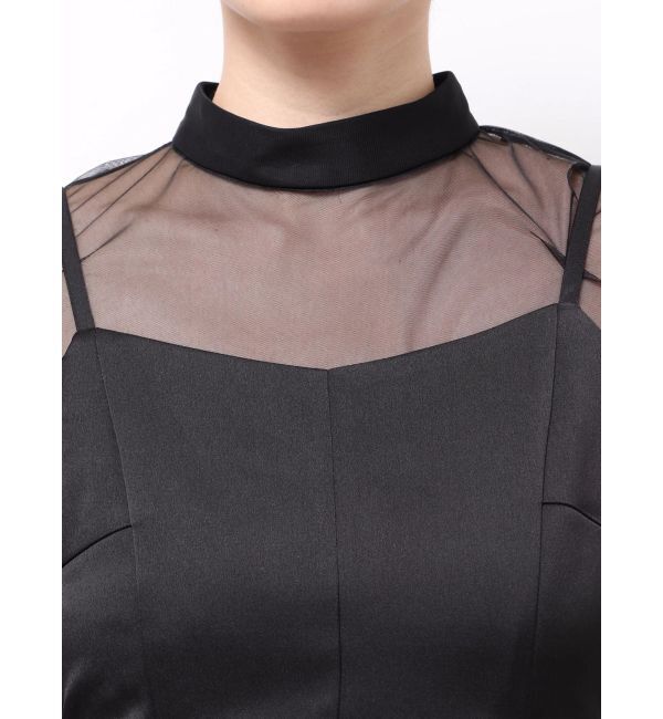 MERCURYDUO「サテンシアーギャザースリーブワンピース」|ワンピース|