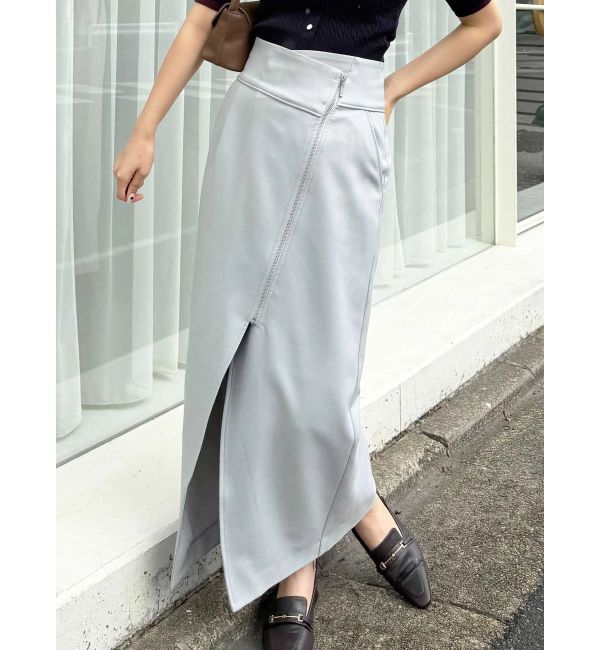 MERCURYDUO「アシメZIPナロースカート」|スカート|ミントグリーン