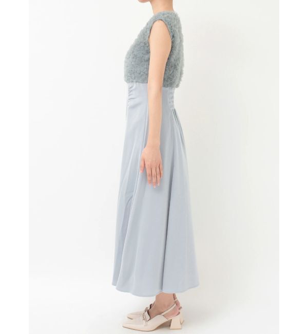 MERCURYDUO「チュールフリルドッキングサテンワンピース」|ドレス|