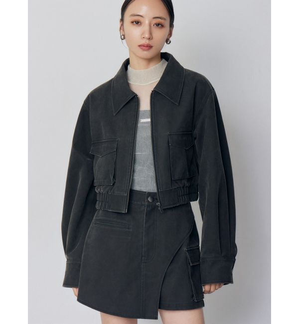 MURUA「フェイクレザーショートフライトジャケット【セット販売対象】」|ブルゾン・スタジャン|ブラック